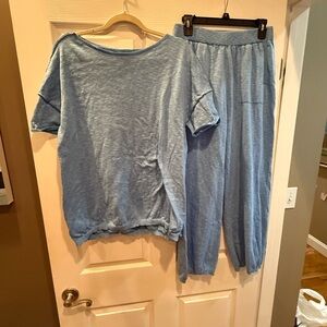 Casual Blue Two-Piece Set